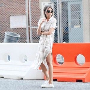 Reformation Petites Nairobi Plaid Linen Midi Dress Button Down size Large Petite